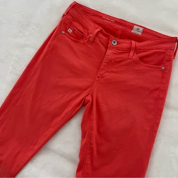 AG Adriano GoldSchmied The Prima Crop Cigarette Crop in Coral/Orange, Size 25 - Picture 7 of 14